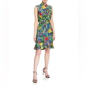 Saloni Fleur Mock-Neck Tie-Back Leopard (D10)